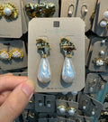 Sculpted Top Pearl Drop Earrings - W3-0394