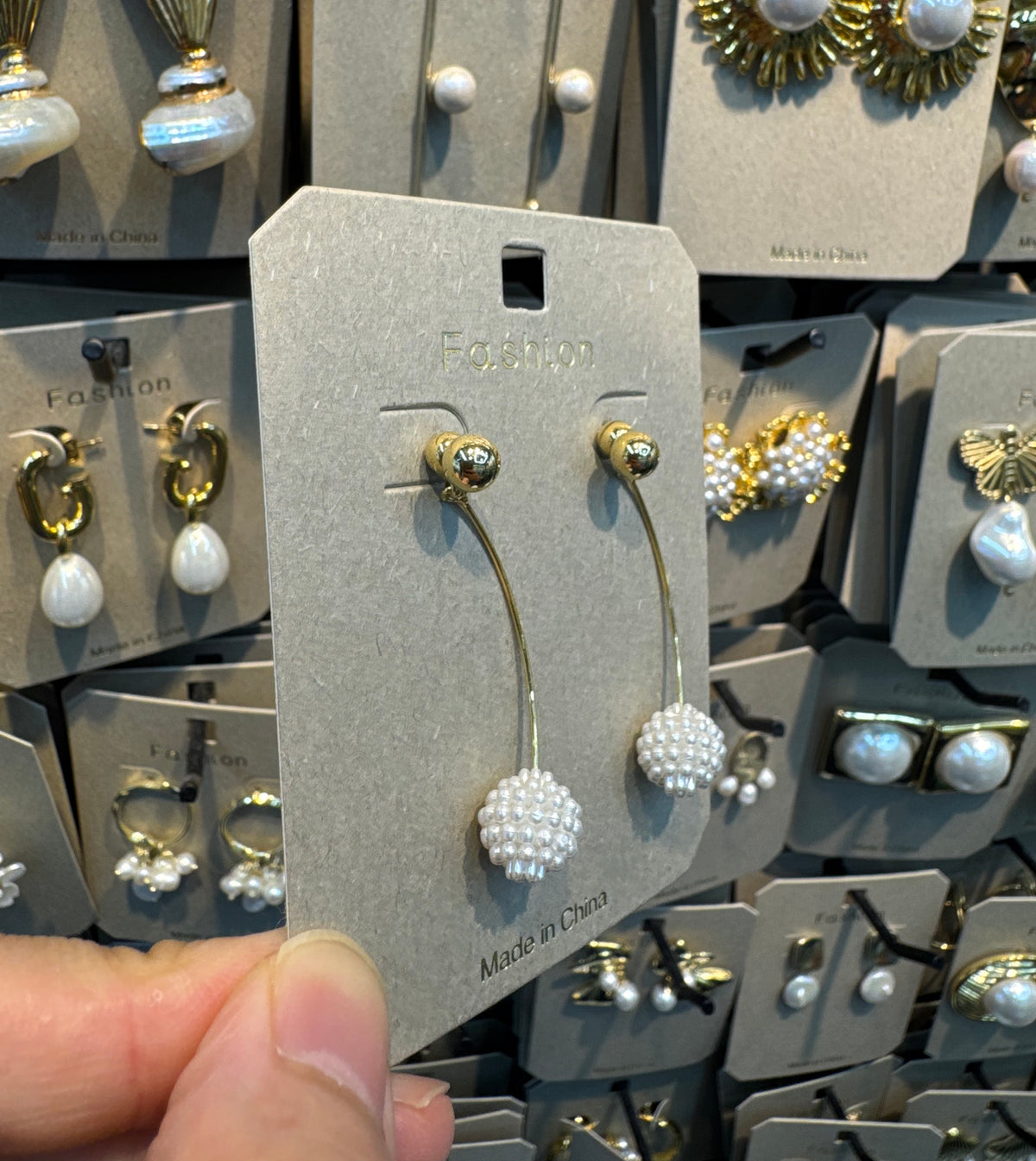 Long Wire Beaded Ball Earrings - W3-0407