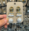 Layered Pearl Sculpted Earrings - W3-0410