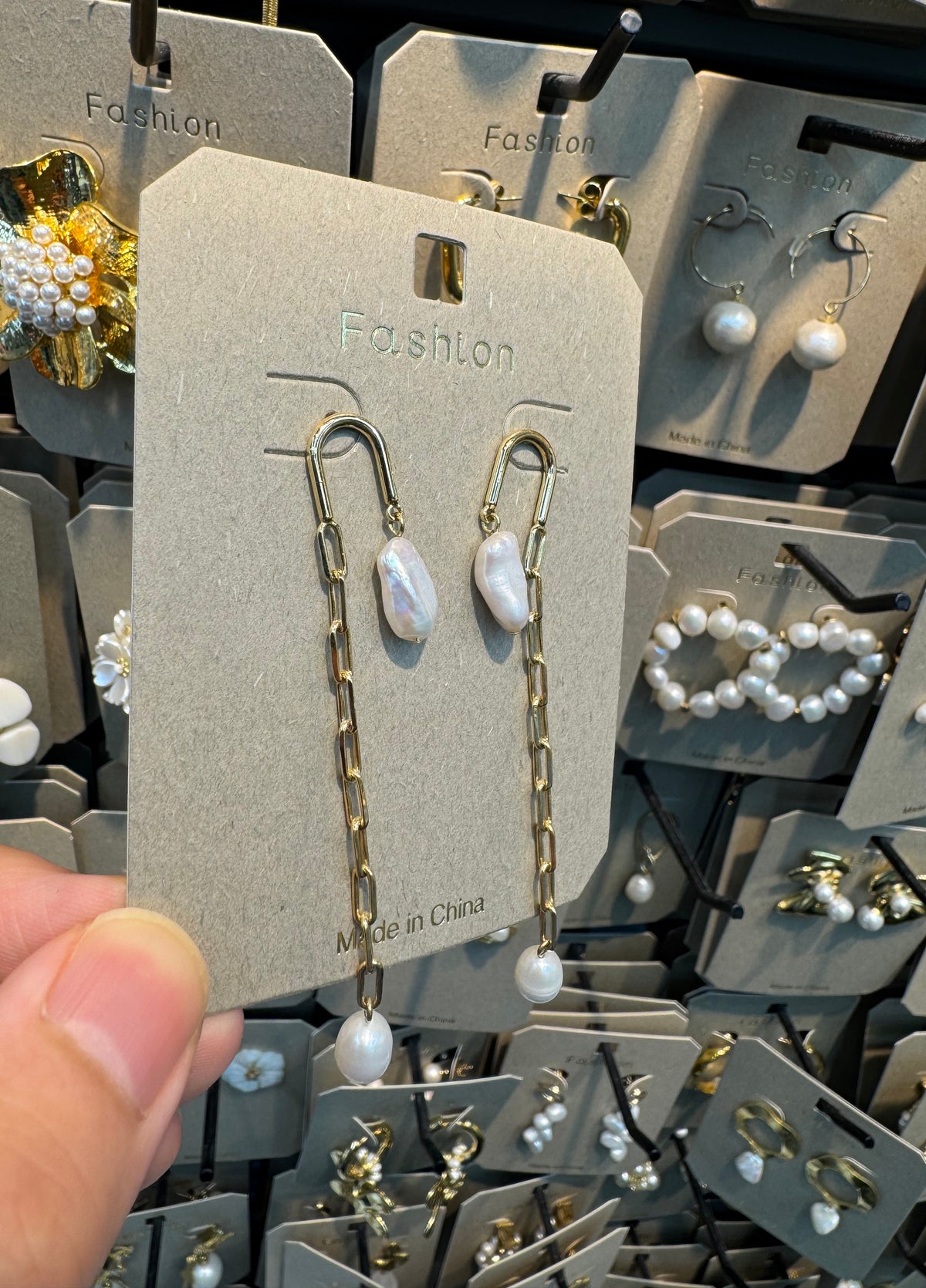 Pearl Chain Threader Earrings - W3-0411