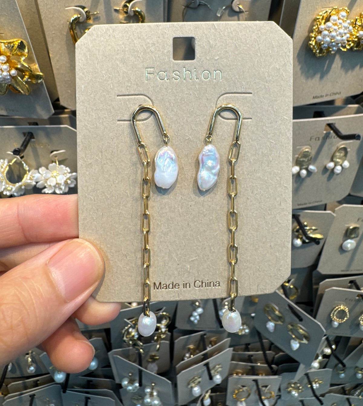 Pearl Chain Threader Earrings - W3-0411