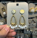 Teardrop Ring Pearl Fringe Earrings - W3-0414