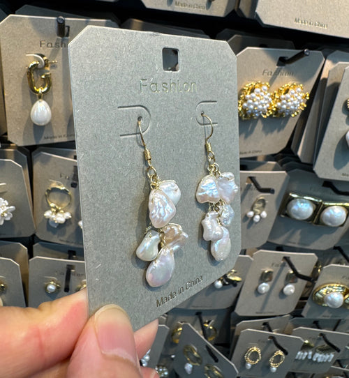 Baroque Pearl Cluster Earrings - W3-0416