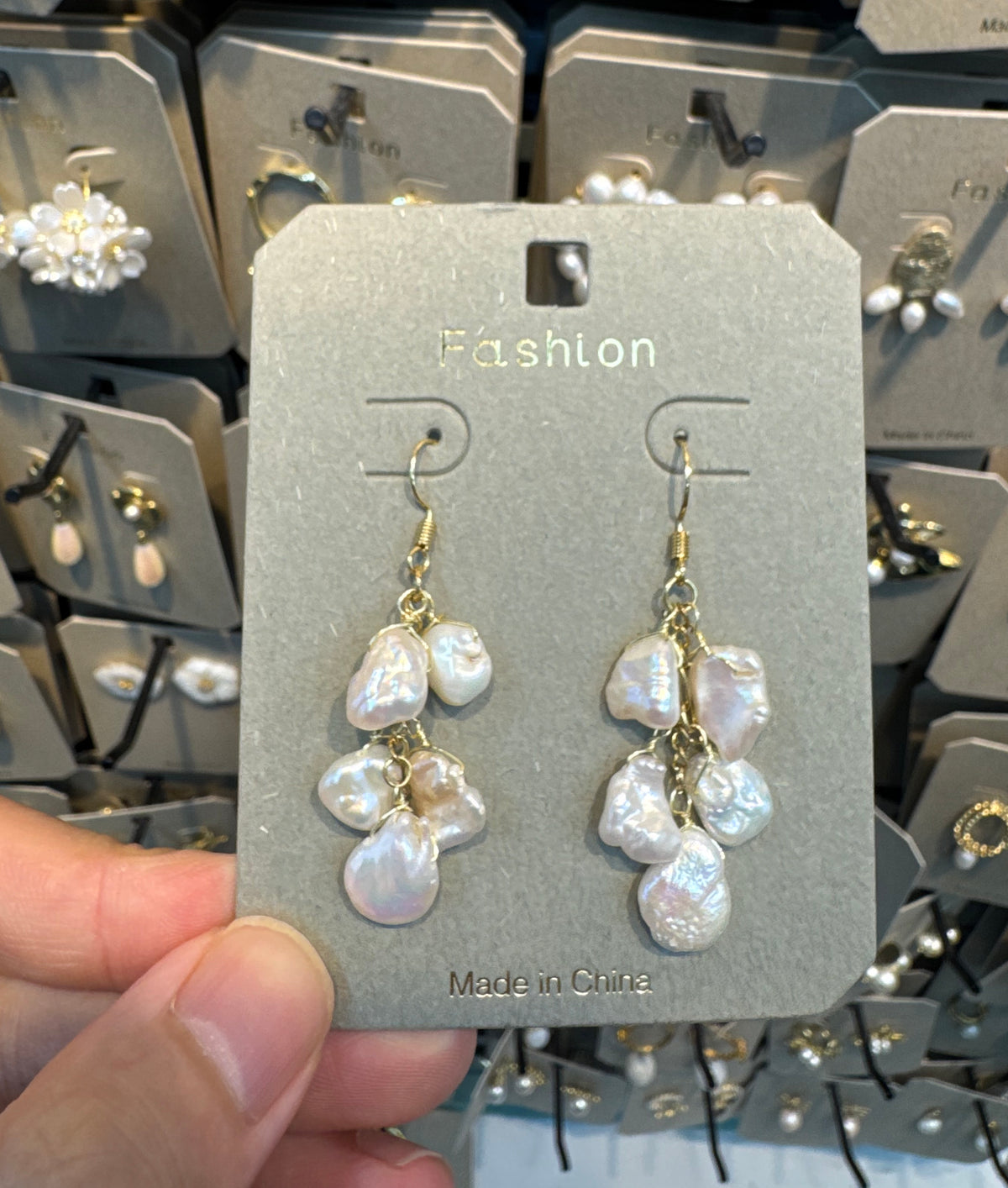 Baroque Pearl Cluster Earrings - W3-0416
