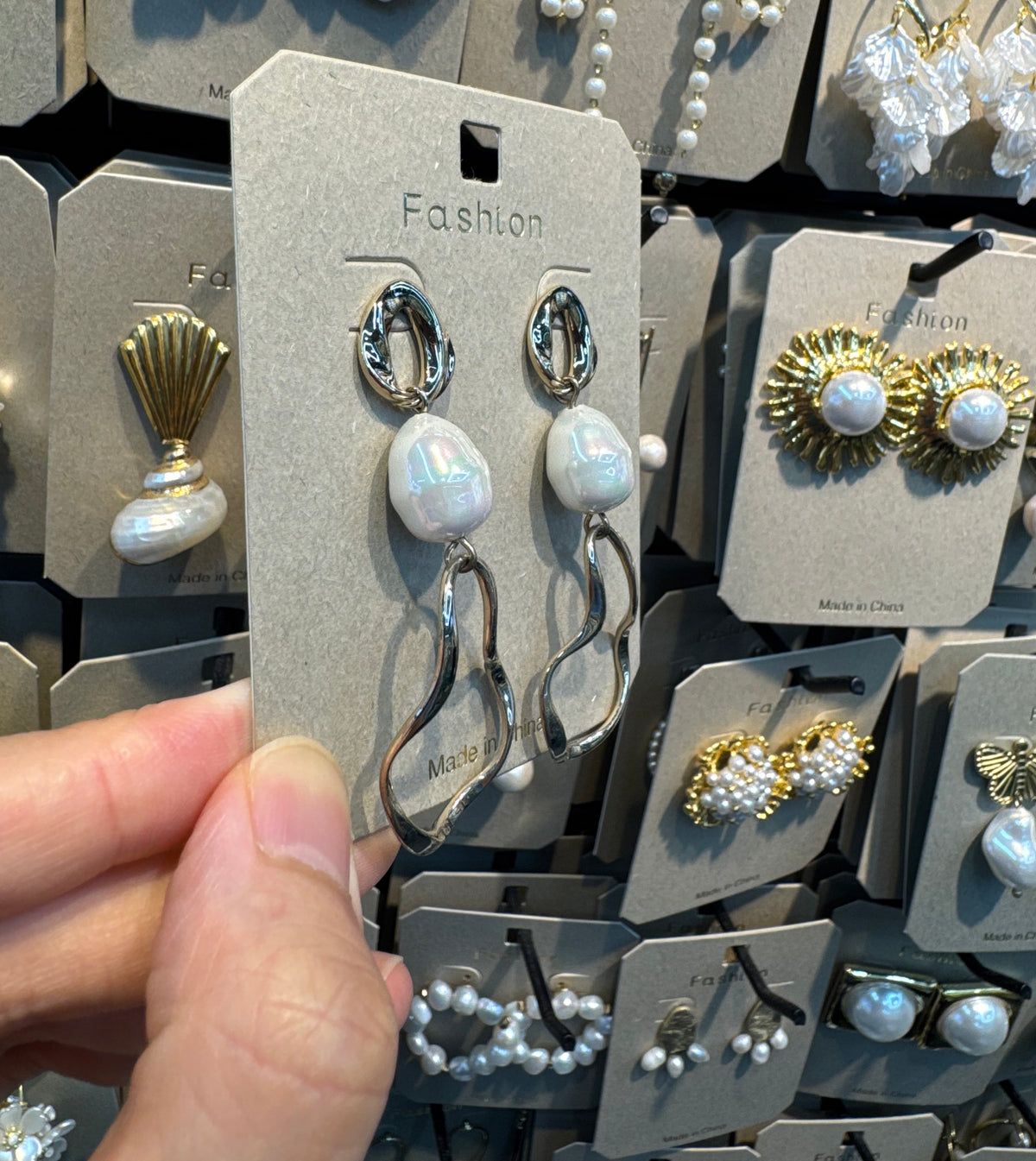 Open Heart Pearl Drop Earrings - W3-0417