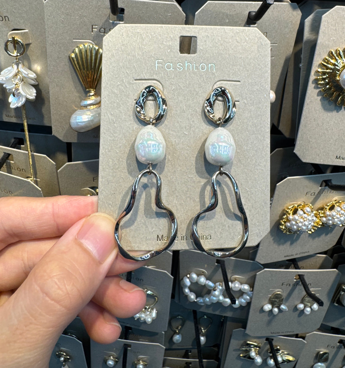 Open Heart Pearl Drop Earrings - W3-0417