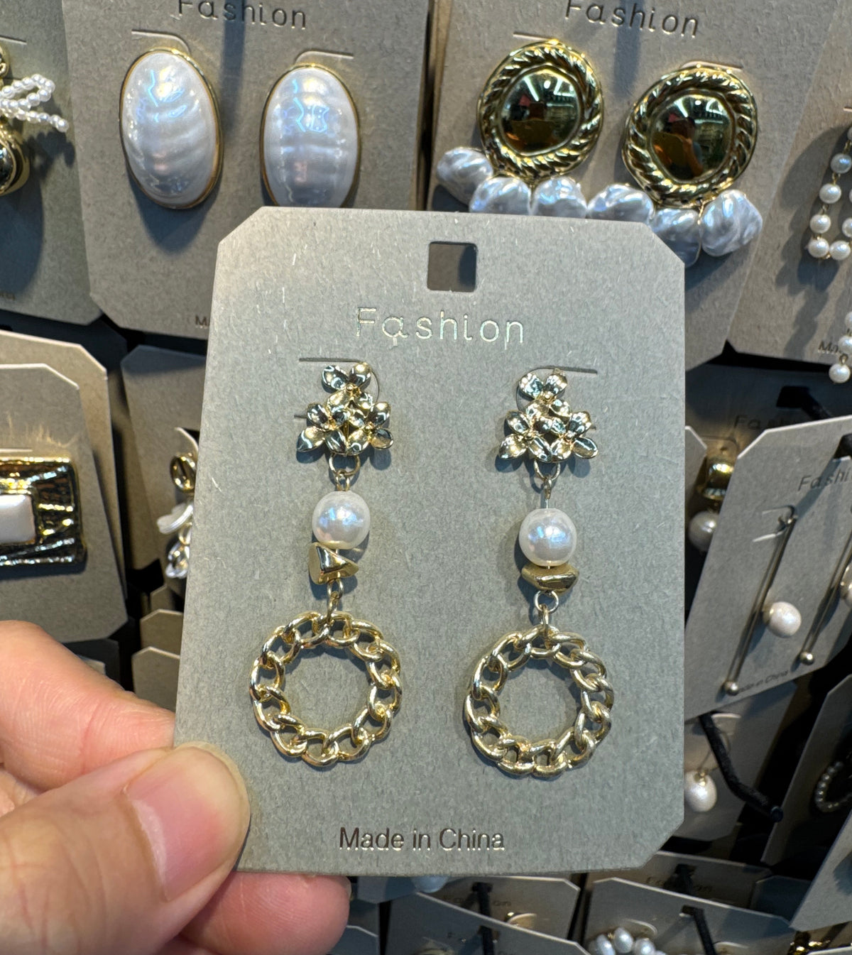 Floral Stud Pearl Ring Earrings - W3-0427