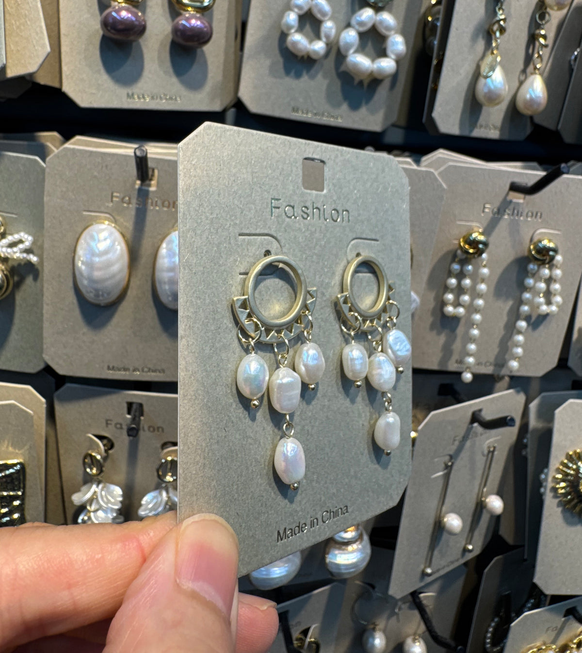 Ornate Ring Pearl Drop Earrings - W3-0428