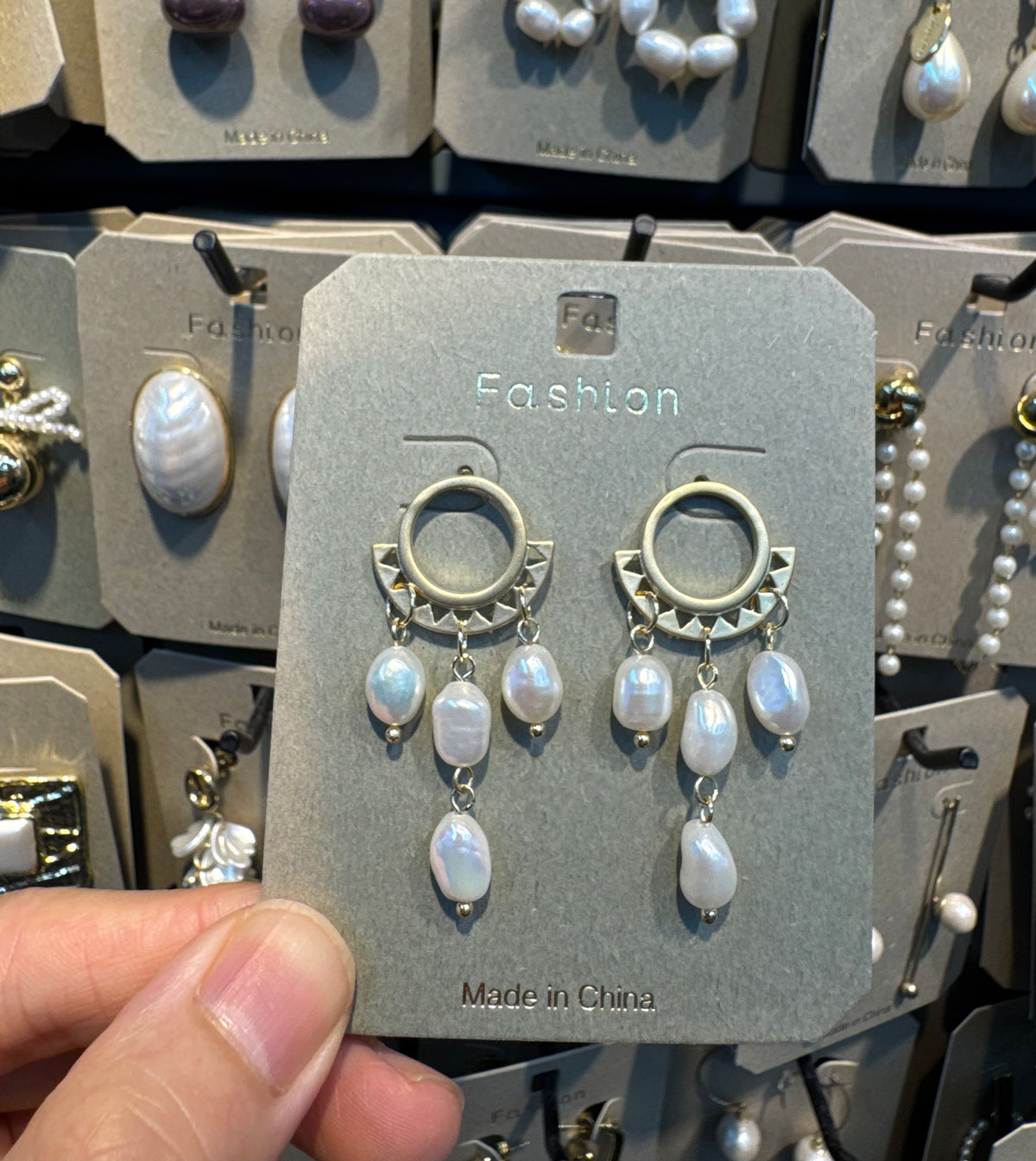 Ornate Ring Pearl Drop Earrings - W3-0428