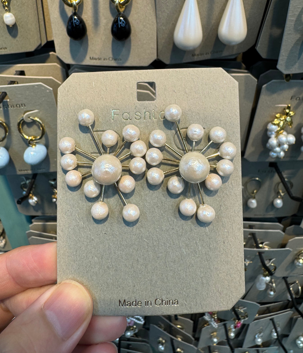 Radiant Pearl Cluster Studs - W3-0435