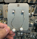 Curved Wire Double Pearl Earrings - W3-0441