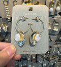 Pearl Disc Double Charm Hoops - W3-0449