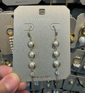 Triple Framed Pearl Drop Earrings - W3-0462