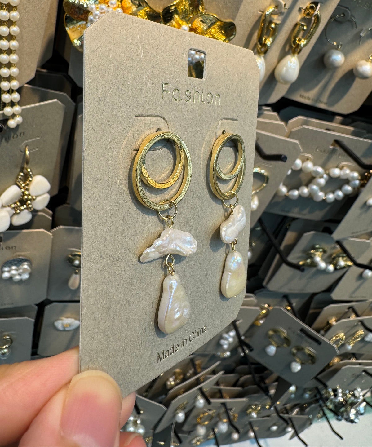 Spiral Top Pearl Drop Earrings - W3-0464
