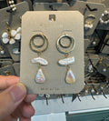 Spiral Top Pearl Drop Earrings - W3-0464