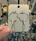 Pearl Chain Tassel Hoop Earrings - W3-0465