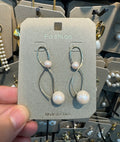 Twisted Double Loop Pearl Earrings - W3-0466