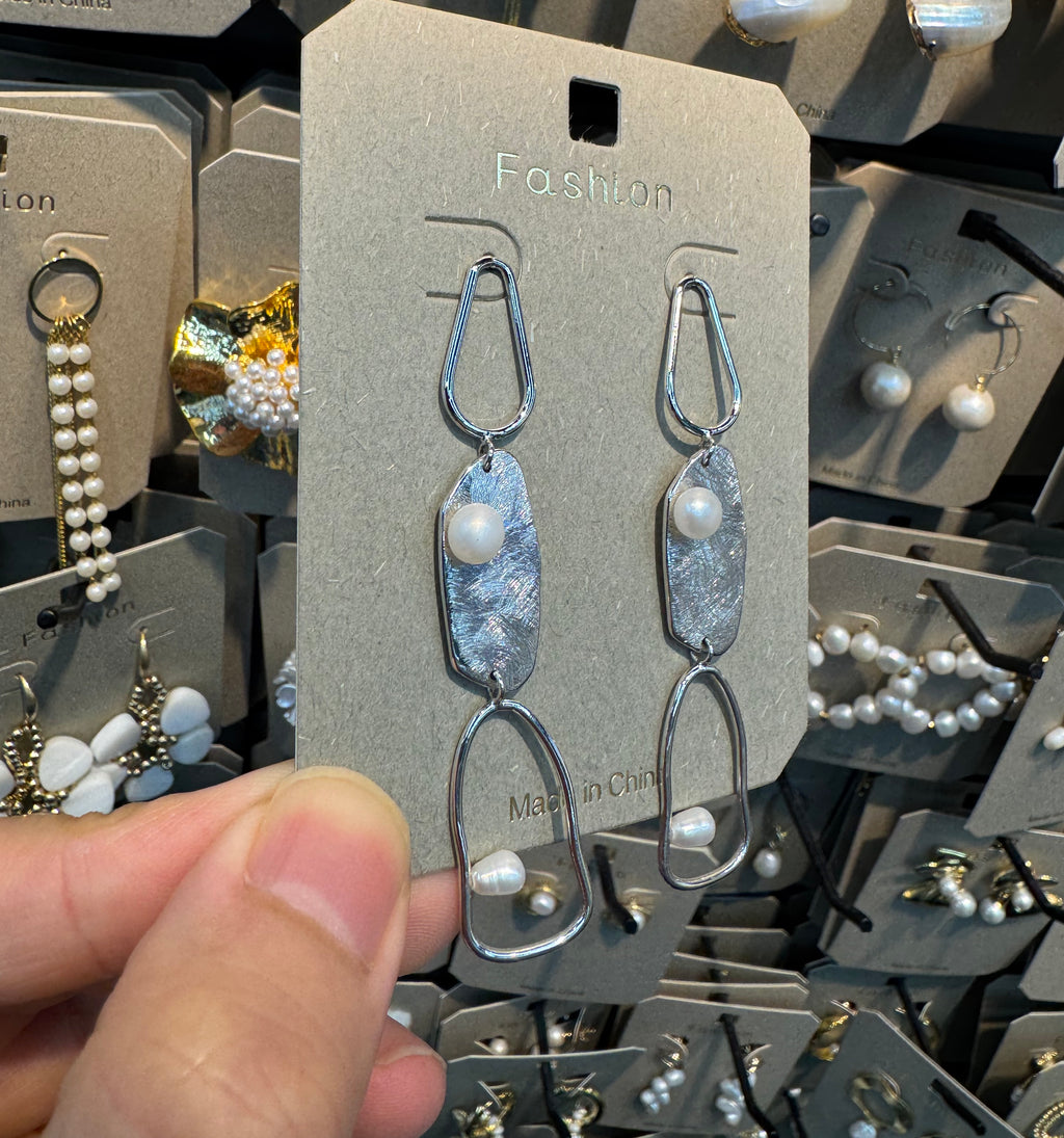 Baroque Pearl Open Link Earrings - W3-0468