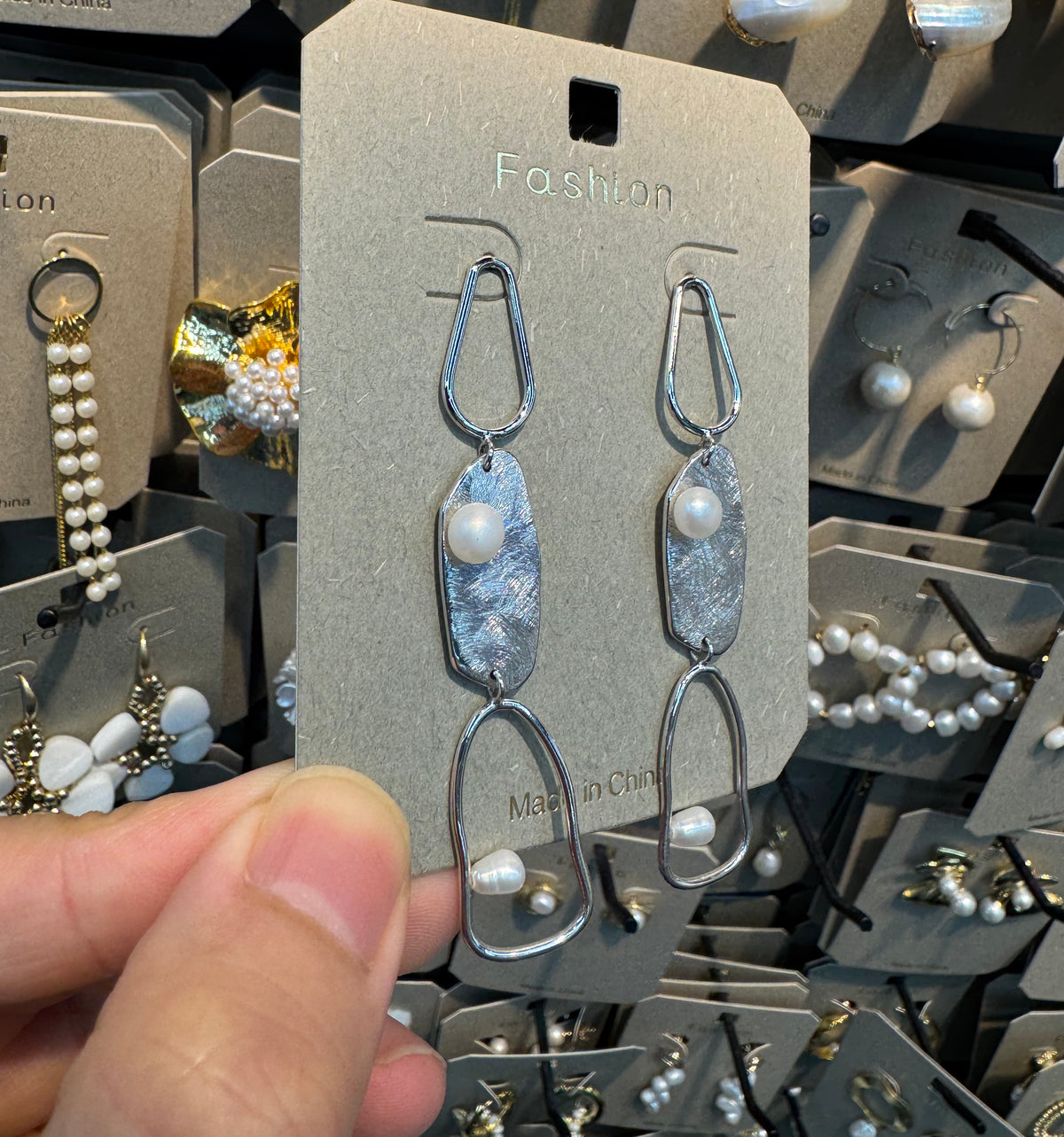 Baroque Pearl Open Link Earrings - W3-0468