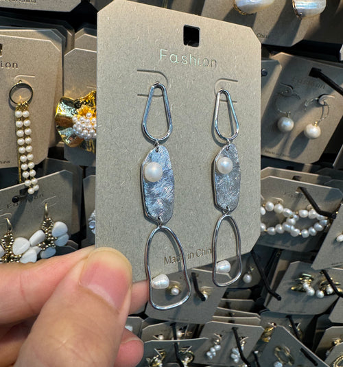Baroque Pearl Open Link Earrings - W3-0468