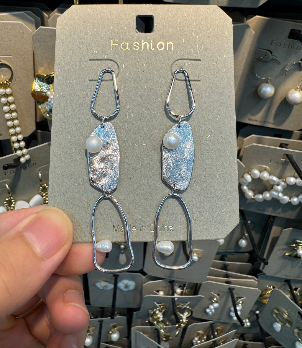 Baroque Pearl Open Link Earrings - W3-0468