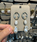 White Bead Baroque Pearl Earrings - W3-0472
