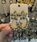 Floral Top Mixed Bead Loop Earrings - W3-0477