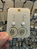 Pearl Coin Charm Hook Earrings - W3-0480