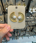 Radiant Fan Pearl Stud Earrings - W3-0487