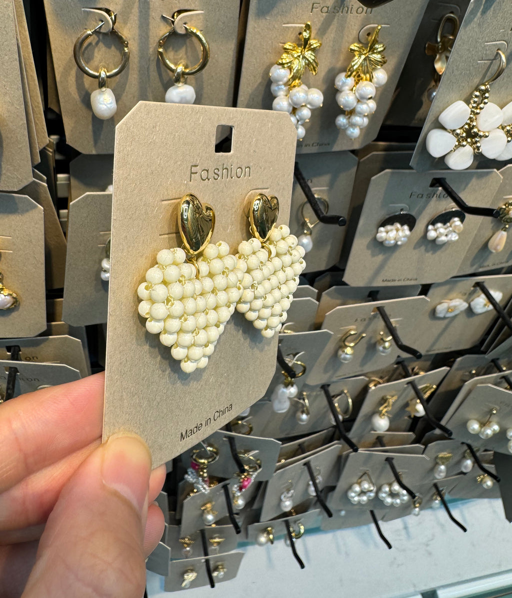 Heart Stud Beaded Heart Earrings - W3-0488