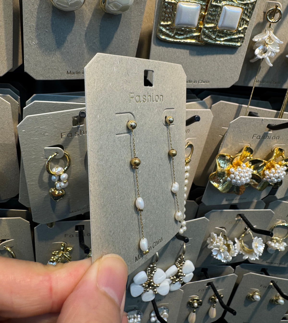 Long Mixed Bead Chain Earrings - W3-0492