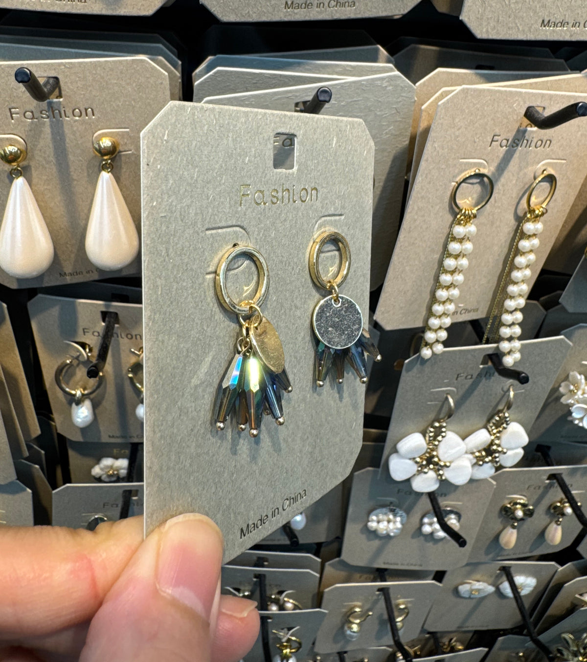 Coin Charm Iridescent Tassel Earrings - W3-0494