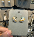 Sculpted Pearl Wrap Stud Earrings - W3-0497