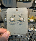 Spiral Hoop Pearl Accent Earrings - W3-0500