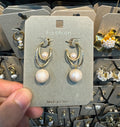 Layered Crescent Pearl Earrings - W3-0501