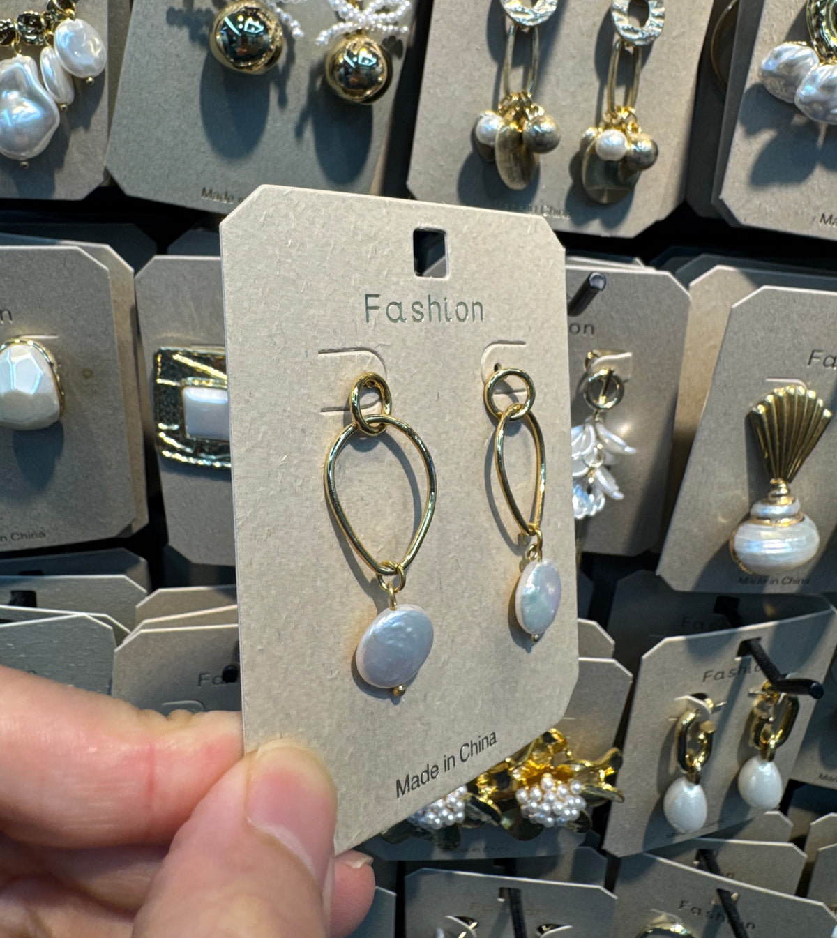 Open Heart Pearl Charm Earrings - W3-0508