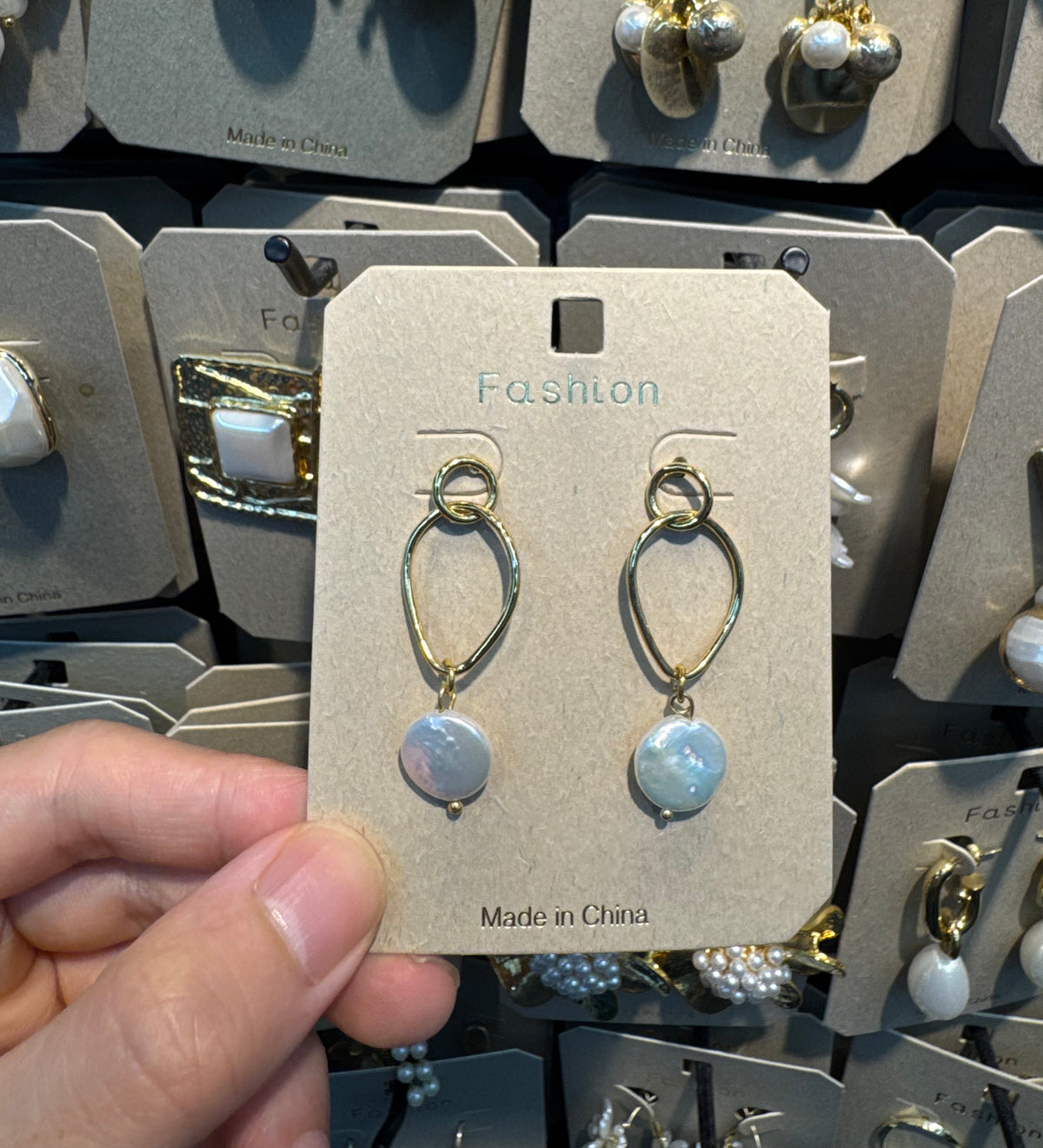 Open Heart Pearl Charm Earrings - W3-0508