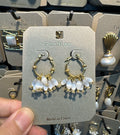 Pearl Petal Fringe Hoop Earrings - W3-0511