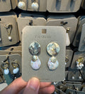 Hammered Disc Baroque Pearl Earrings - W3-0516