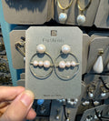 Triple Pearl Bar Hoop Earrings - W3-0517