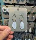 Oval Ring White Drop Earrings - W3-0520