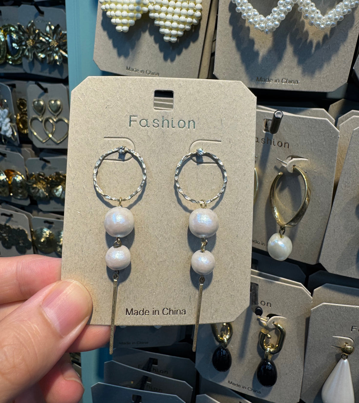 Open Circle Double Pearl Earrings - W3-0528