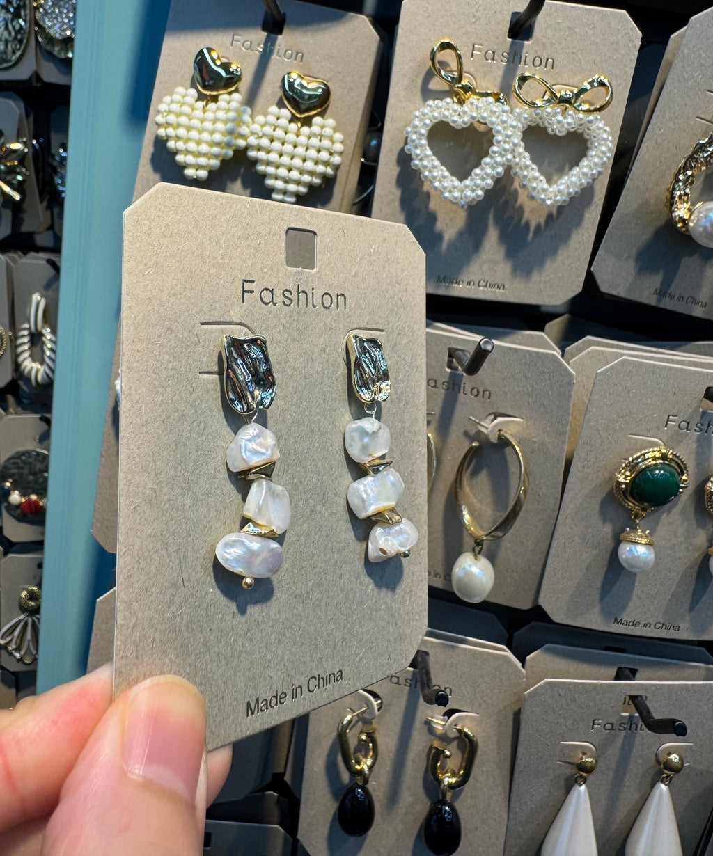 Stacked Baroque Pearl Earrings - W3-0529