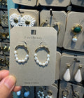 Mixed Texture Pearl Hoop Earrings - W3-0531