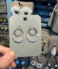 Double Hoop Beaded Fringe Earrings - W3-0541