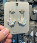 White Flower Basket Drop Earrings - W3-0544