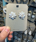 Pearl Petal Cluster Stud Earrings - W3-0545