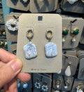 Oval Link Square Pearl Earrings - W3-0549