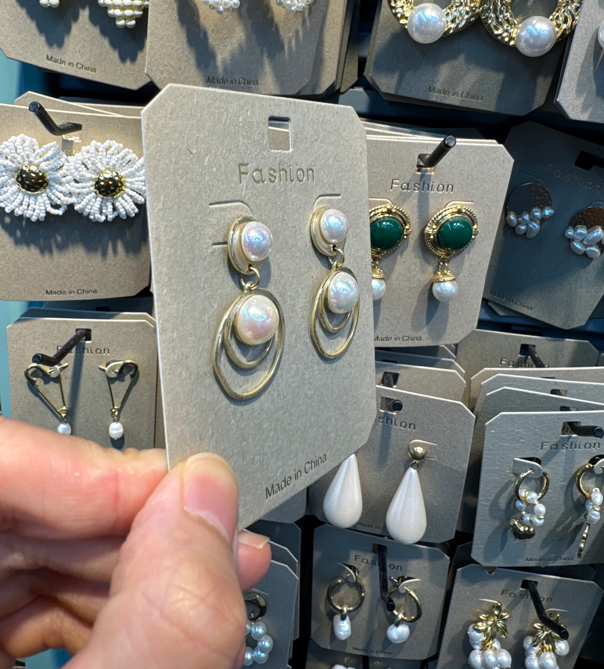 Double Pearl Layered Ring Earrings - W3-0550