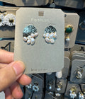 Hammered Pearl Cluster Stud Earrings - W3-0551